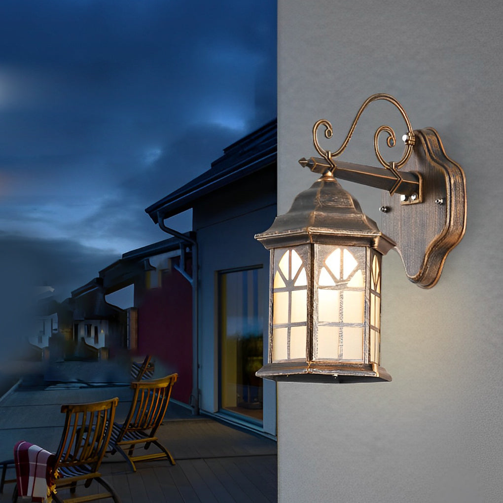 Retro Waterproof Dimmable LED Solar Wall Lamp with Remote Exterior Lights - Lamp Outdoor