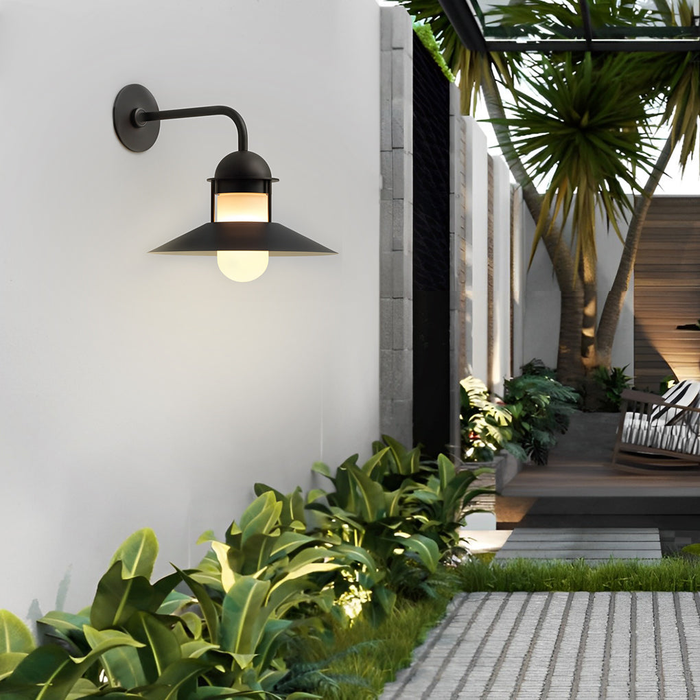 Antique Round Iron Glass Waterproof Black Retro Outdoor Wall Lights - Lamp Outdoor