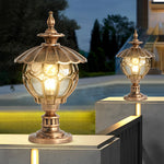 Flower Ball Cognac Glass Waterproof European Style Outdoor Pillar Lamp - Lamp Outdoor