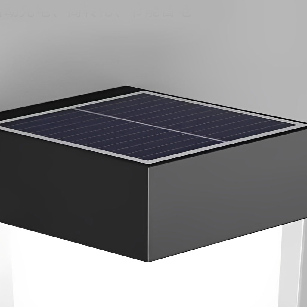 Square Round Waterproof LED Black Minimalist Solar Outdoor Wall Lights - Lamp Outdoor