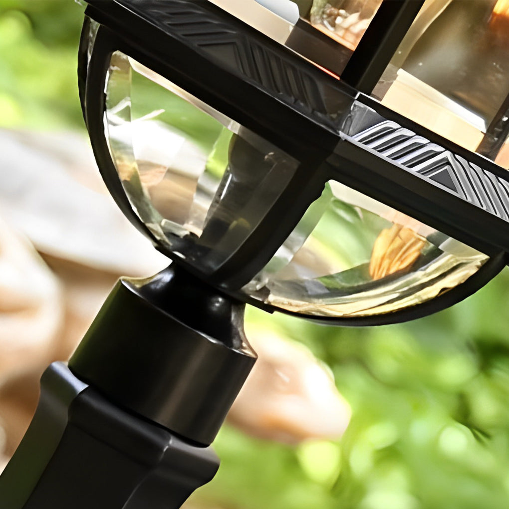Elegant Black Retro Outdoor Post Lights Waterproof Metal and Glass Fence Lighting - Lamp Outdoor