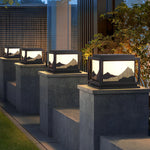 Square Waterproof Mountain Scenery Traditional Solar Post Caps Lights - Lamp Outdoor