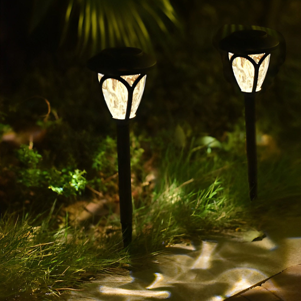 2PCS Intelligent Solar LED Lawn Lamps with Black Opaque Glass Lampshade - Lamp Outdoor