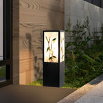 Vintage Square Solar LED Path Light Artistic Floral Landscape Bollard Lights - Lamp Outdoor