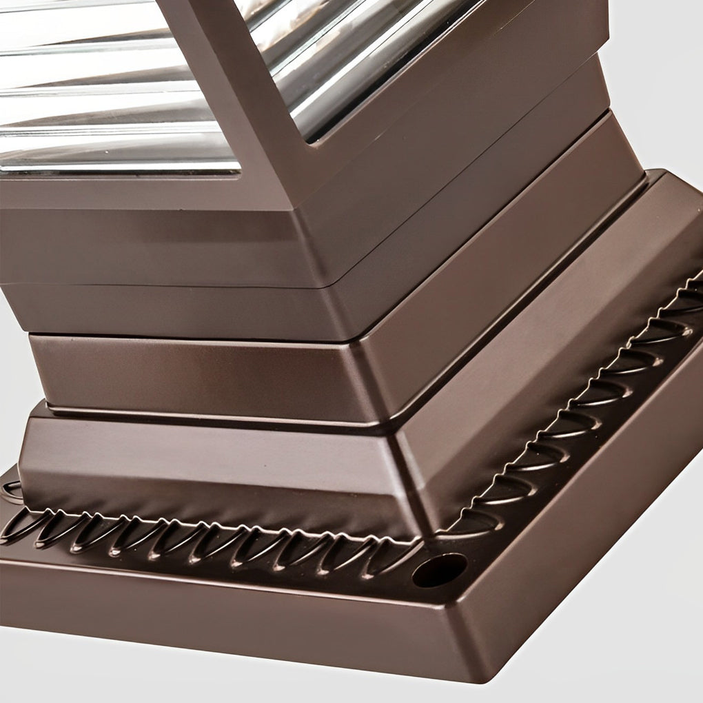 Retro Waterproof Glass Aluminum Brown Modern Solar Fence Post Lights - Lamp Outdoor