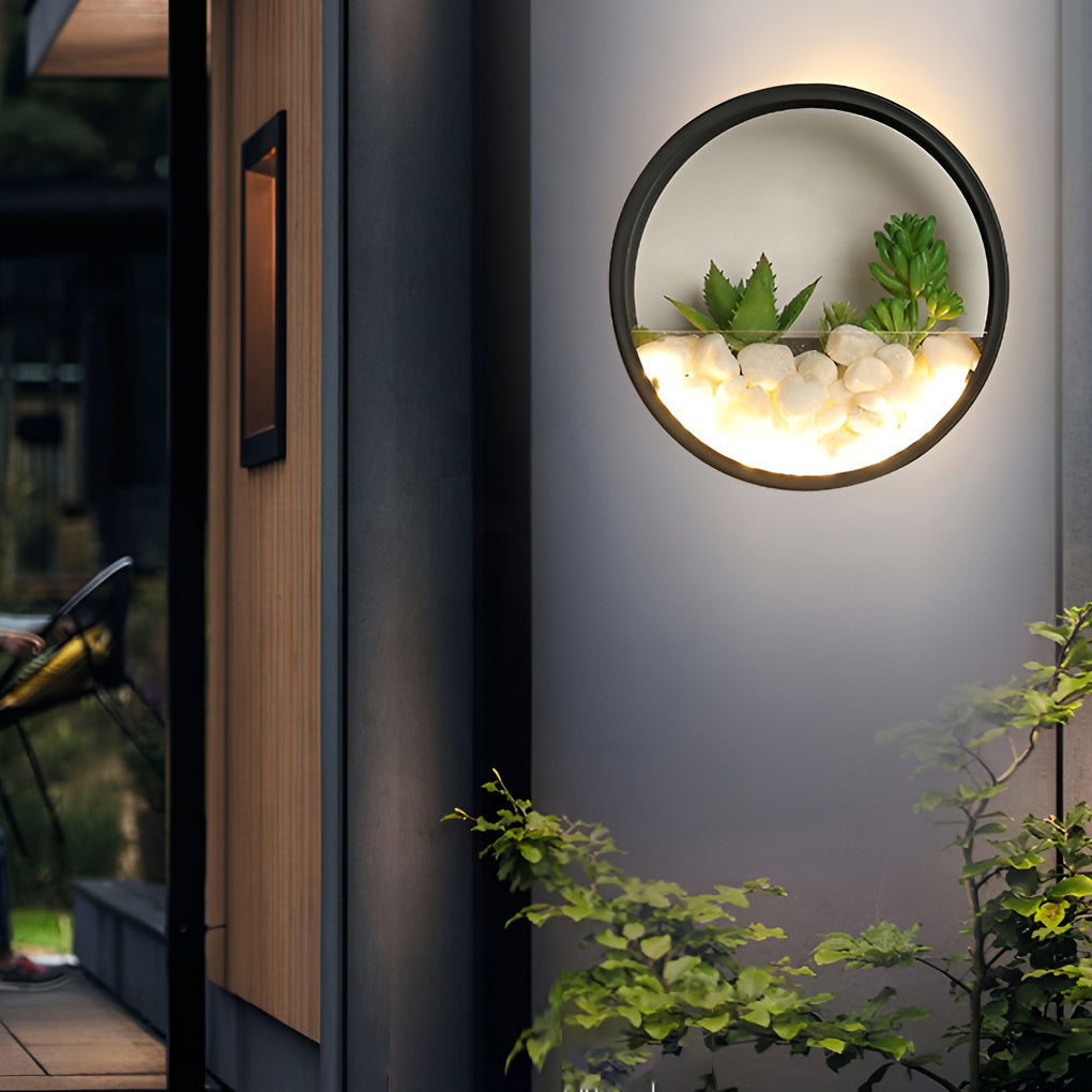 Round Small Artificial Plants Stones 18w LED Modern Outdoor Wall Light - Lamp Outdoor