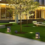 Modern Outdoor Cylinder Lawn Lamp - LED Solar & Hardwired Options - Lamp Outdoor