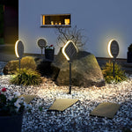 Modern Circular Black Solar LED Lawn Light - Lamp Outdoor