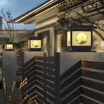 Square Retro Mountain Scenery LED Waterproof Solar Post Caps Lights - Lamp Outdoor