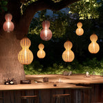 Woven Rattan Gourd Hanging Lamp Outdoor Pendant Light for Patio - Lamp Outdoor