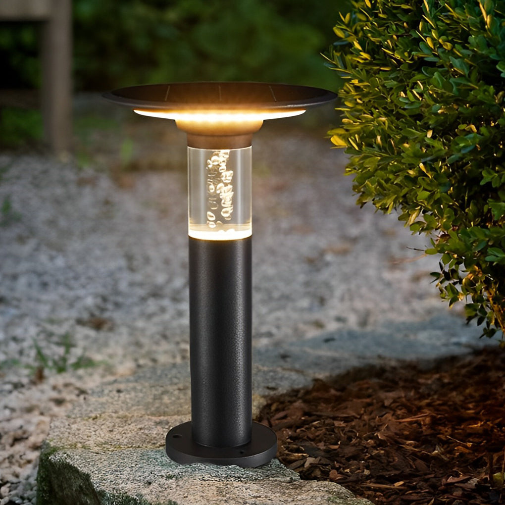Solar Path Lights with Innovative Round Top Disk Down Lighting and Bubble Design - Lamp Outdoor