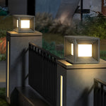 Square Creative Waterproof LED Black Modern Solar Post Caps Lights - Lamp Outdoor