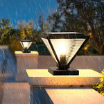 Simple Geometric Shape Waterproof Black Modern Solar Fence Post Lights - Lamp Outdoor