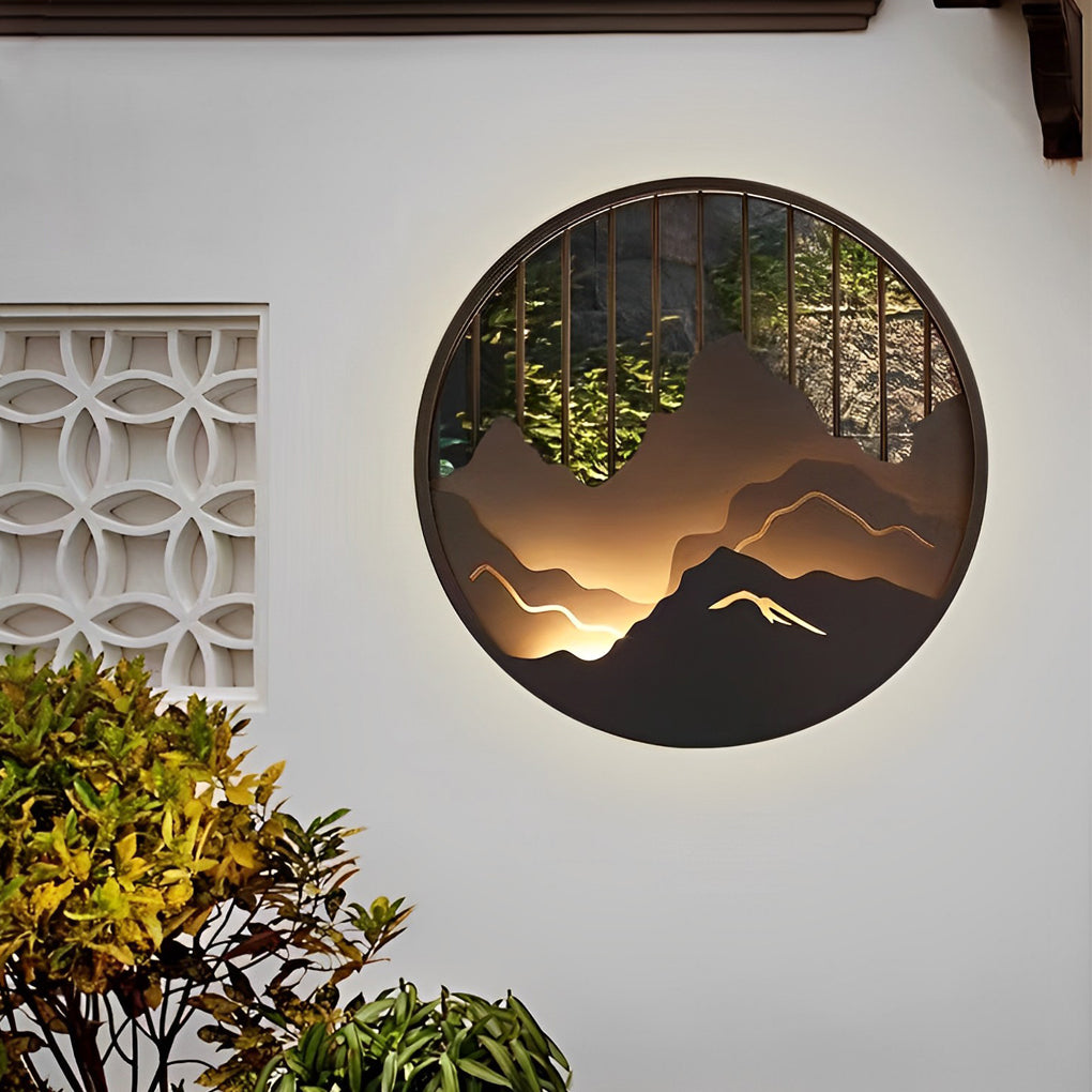 Round Mountain Scenery LED Waterproof Outdoor Wall Sconce Lighting - Lamp Outdoor