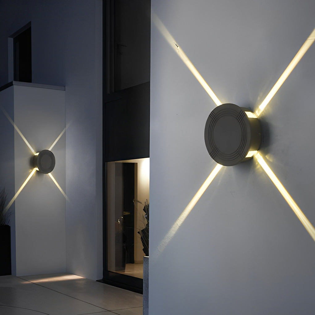 Round Square LED 12W Cross Star Lights Waterproof Modern Wall Lamp - Lamp Outdoor