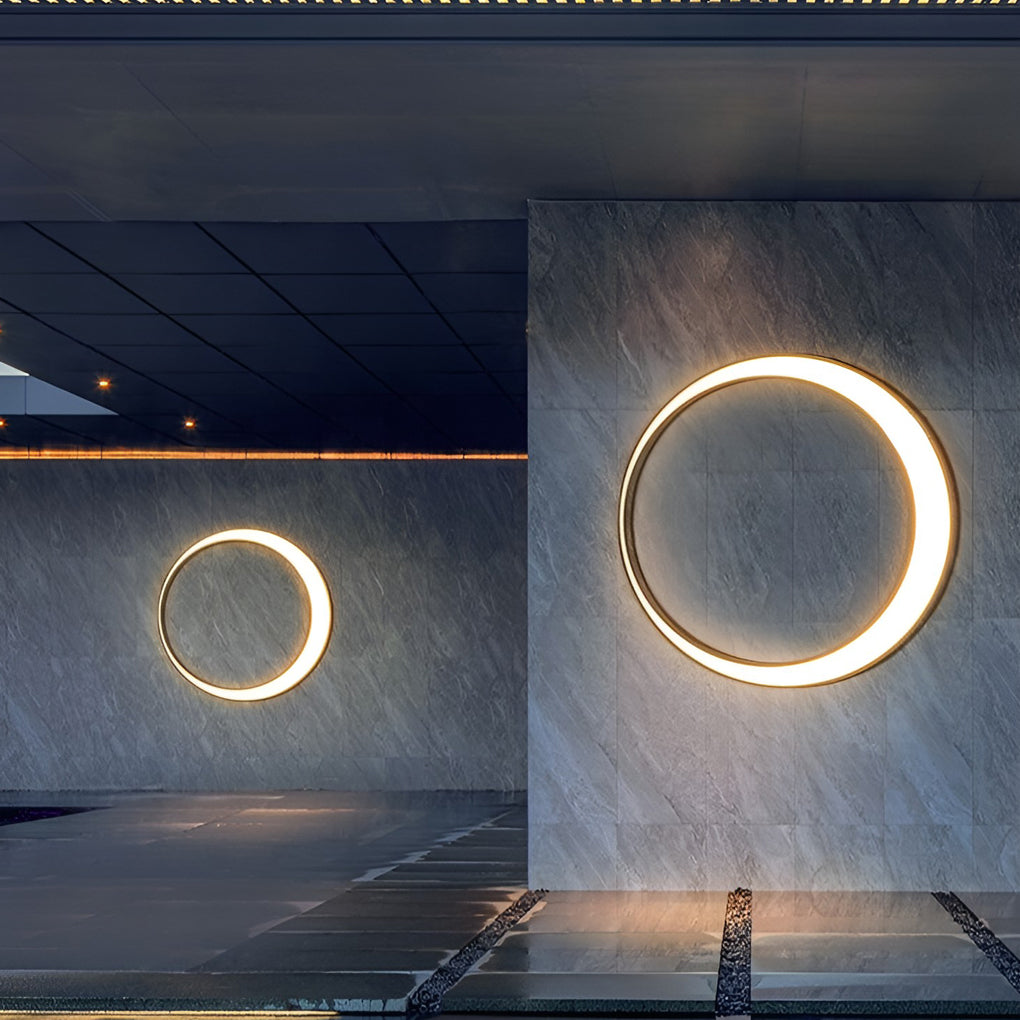 Circular Moon Led Waterproof Ip65 Modern Outdoor Wall Lights Wall Lamp - Lamp Outdoor