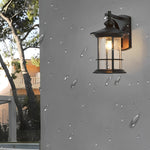 Retro Aluminum Glass LED Waterproof Black American Garden Wall Lamp - Lamp Outdoor