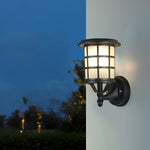 Retro Round Three Step Dimming Black European-style Solar Wall Sconces - Lamp Outdoor