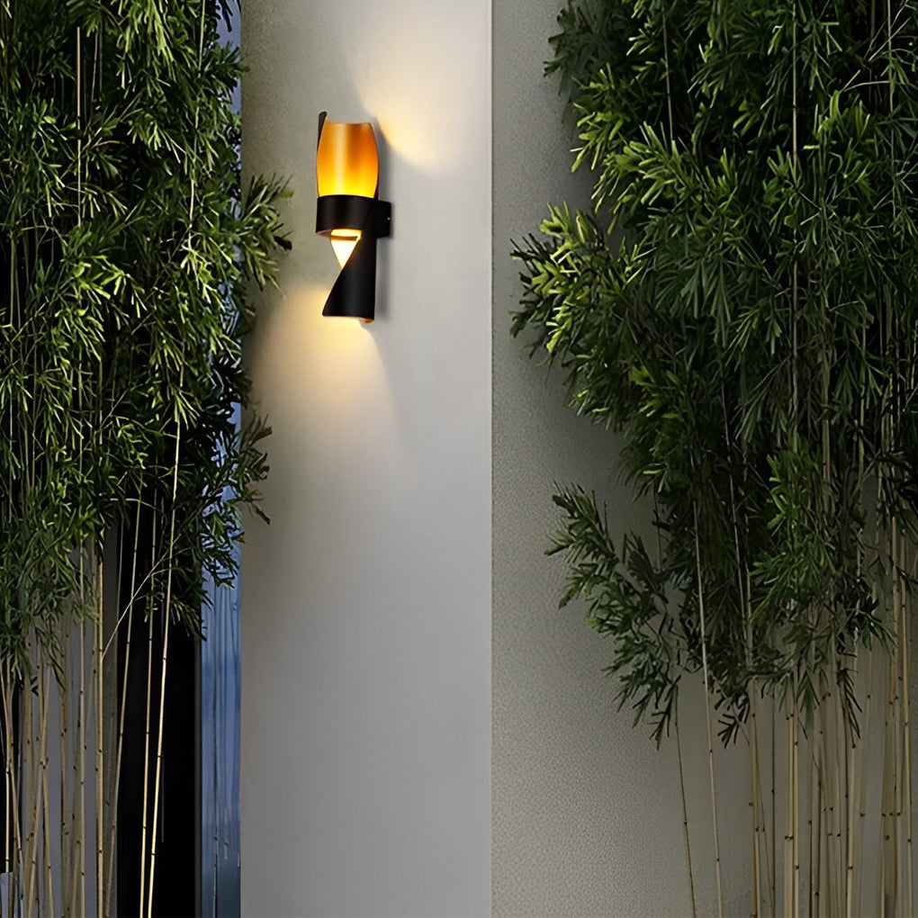 Spiral Exterior Up and Down Wall Lights Outdoor Wall Mounted Light with Gold Interior - Lamp Outdoor