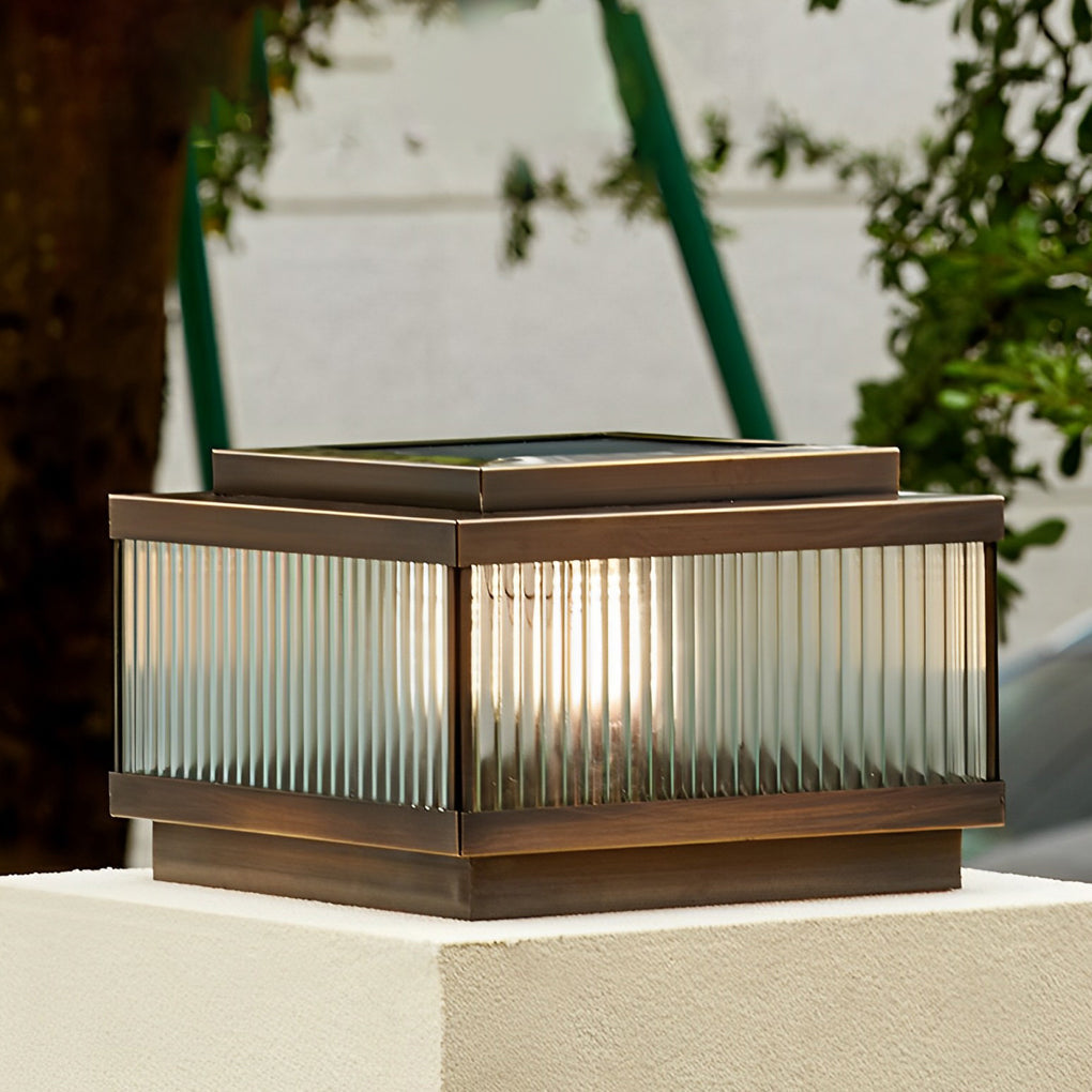 Square Waterproof Intelligent Timing modern Solar Fence Post Lights - Lamp Outdoor