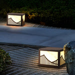 Waterproof LED Mountain Scenery Modern Solar Deck Post Lights Lawn Lights - Lamp Outdoor