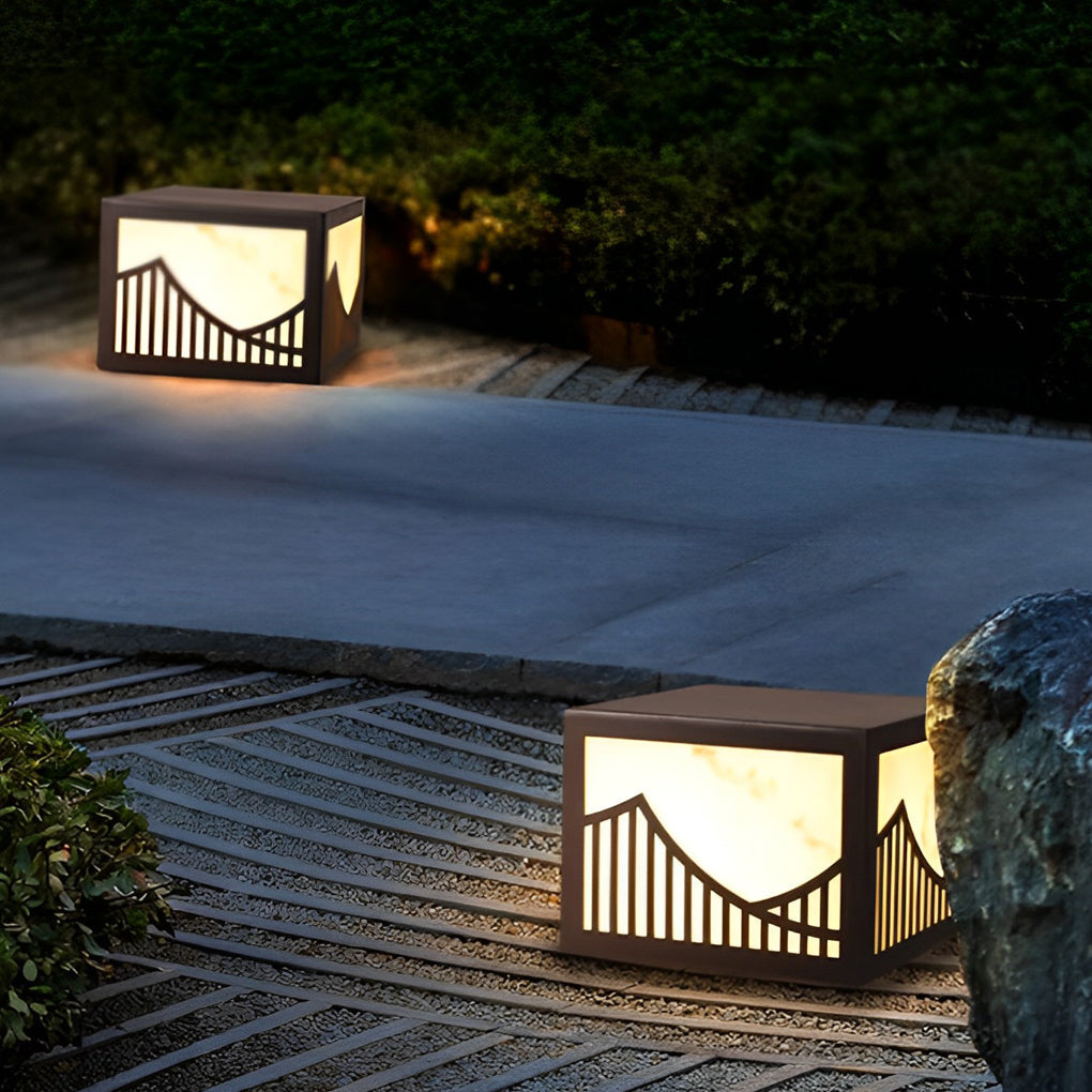 Waterproof LED Mountain Scenery Modern Solar Deck Post Lights Lawn Lights - Lamp Outdoor