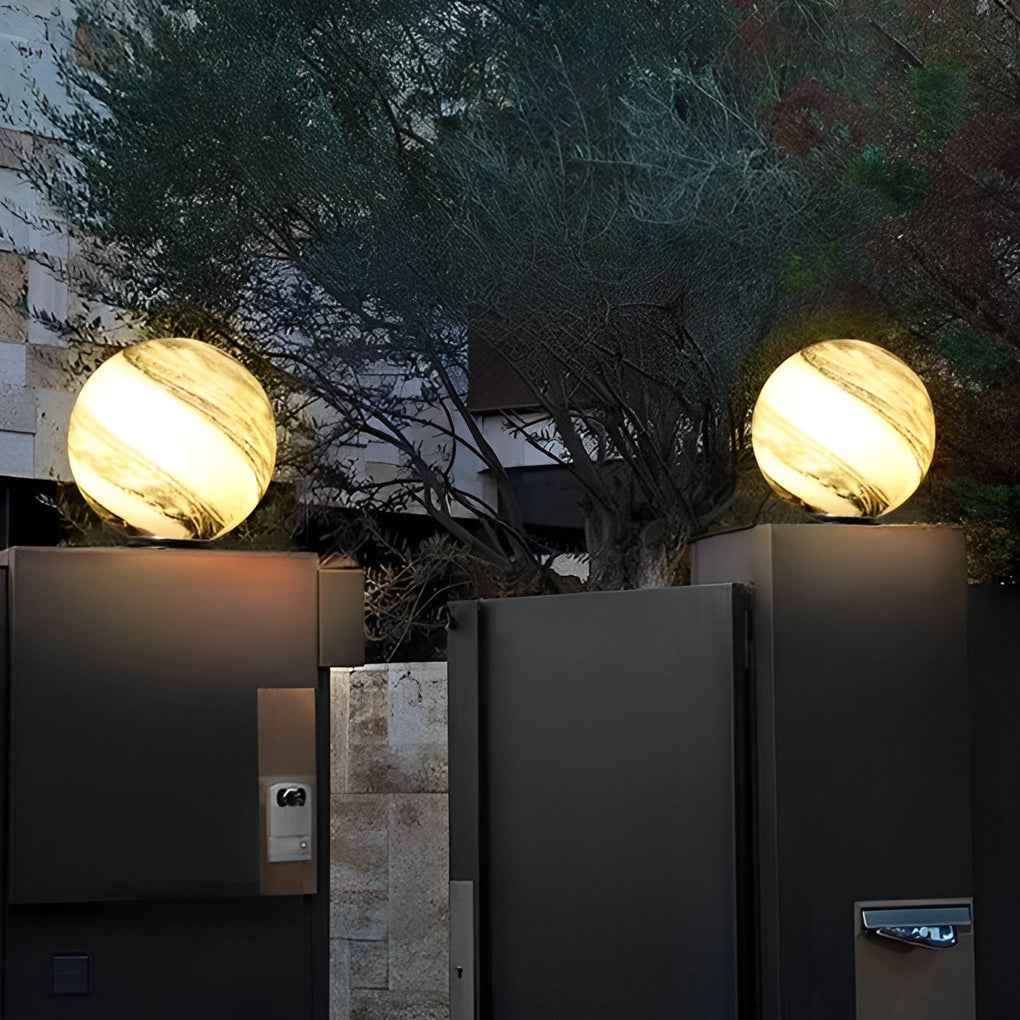 Round Glass Planets Design Waterproof Modern Outdoor Fence Post Lights - Lamp Outdoor