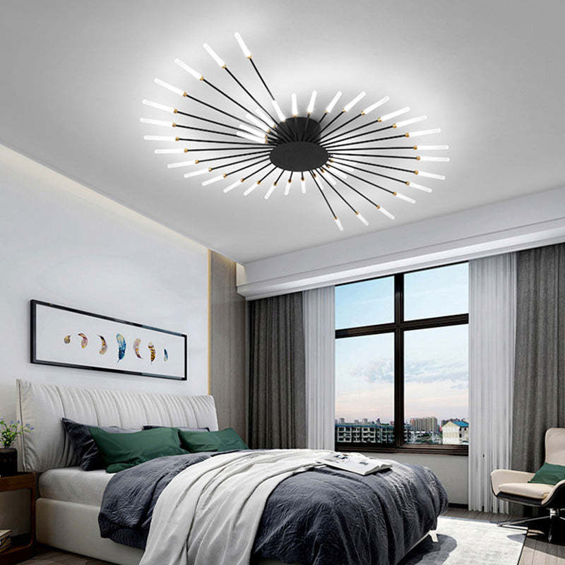 Wesley Flush-Mount Ceiling Light Fireworks, Black/Gold - Lamp Outdoor