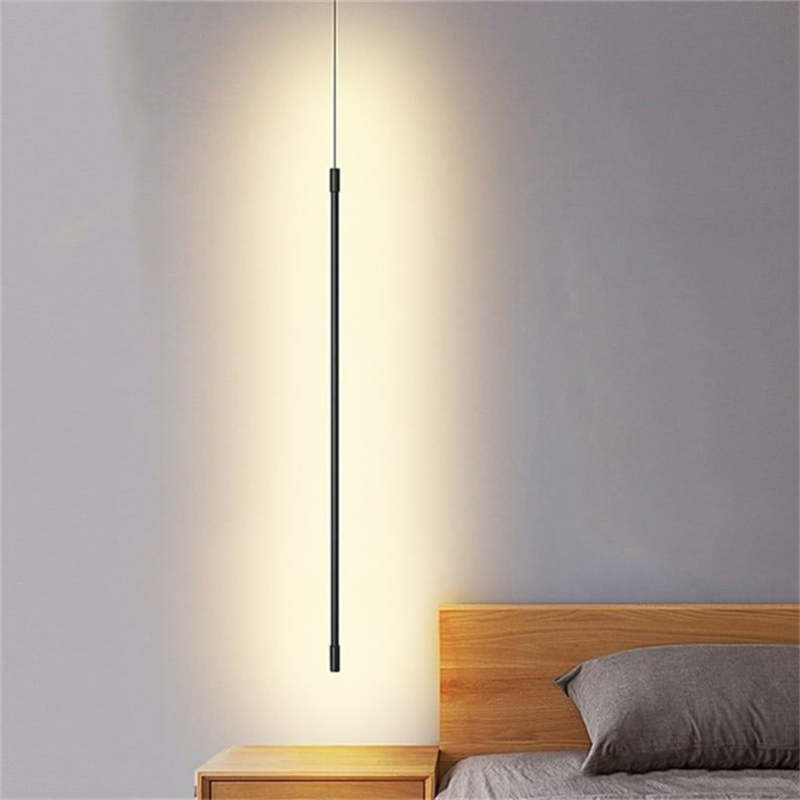 Erix Minimalist Linear Pendant Light Bedside, Black - Lamp Outdoor
