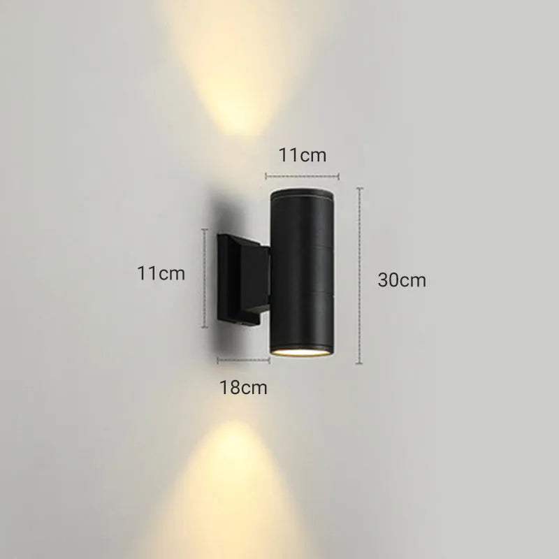 Kren Minimalist Metal Double-headed Outdoor Wall Lamp, Black - Lamp Outdoor