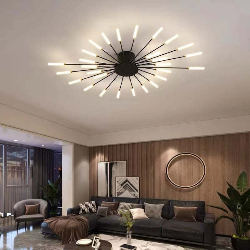 Wesley Flush-Mount Ceiling Light Fireworks, Black/Gold - Lamp Outdoor