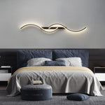 Lumor Modern Linear Wave Bedroom Wall Lamp, Black/Gold - Lamp Outdoor