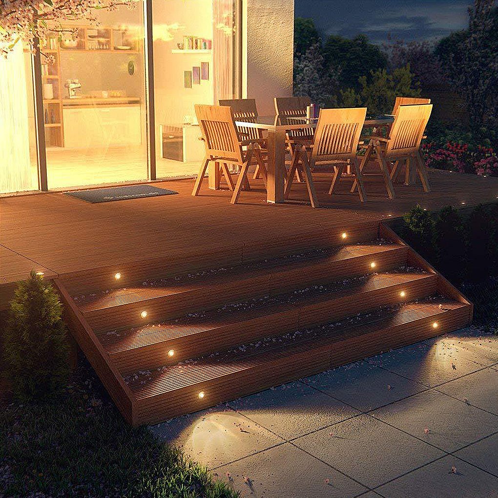 Lux Bright White Stainless Steel 1.5W LED In-Ground Well Lights for Decks and Steps - Lamp Outdoor