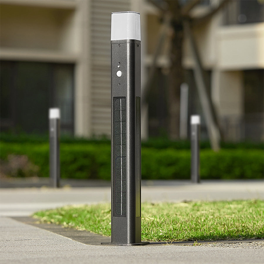 Motion Sensor Black Torchiere Floor Lamp Solar-Powered - Lamp Outdoor