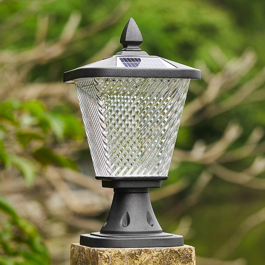 LED Solar Power Pillar Lights Waterproof Pyramid - Lamp Outdoor
