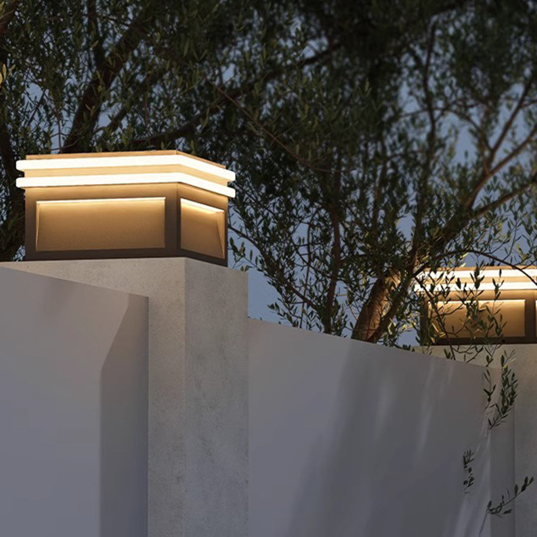 Waterproof Metal Pillar Lights Square Minimalist Style - Lamp Outdoor