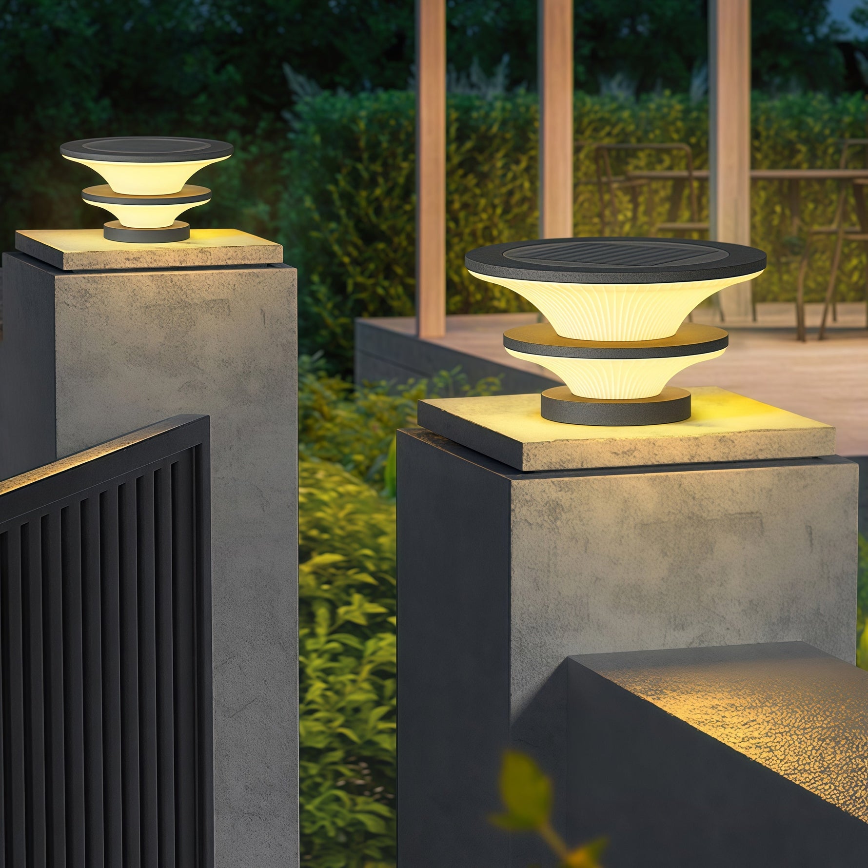 Waterproof Patio Pillar Lights Round Modern - Lamp Outdoor