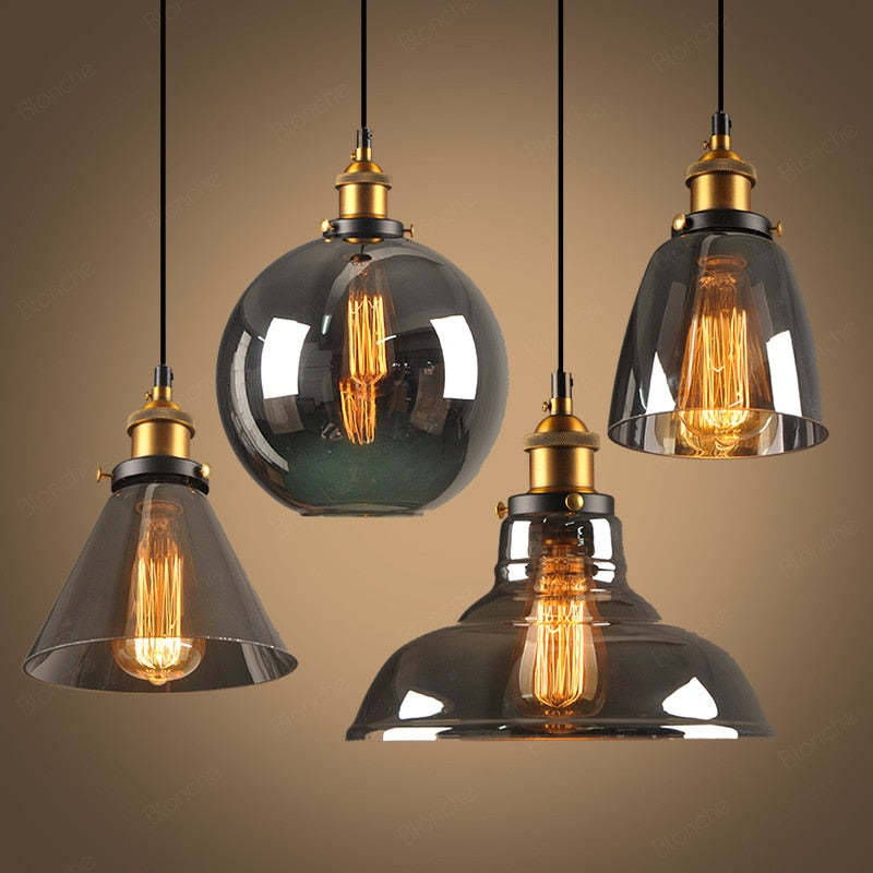 June Industrial Glass Pendant Light Clear/Amber/Smoke Grey - Lamp Outdoor