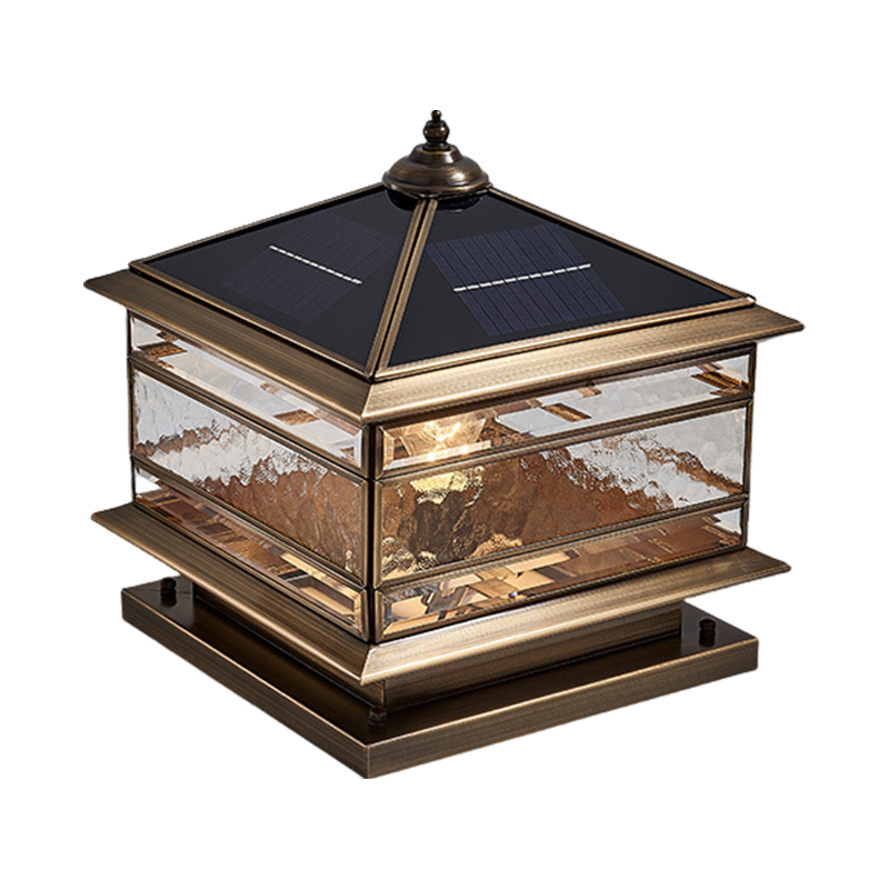 Waterproof Glass Copper Vintage Outdoor Fence Post Lights Pillar Light - Lamp Outdoor