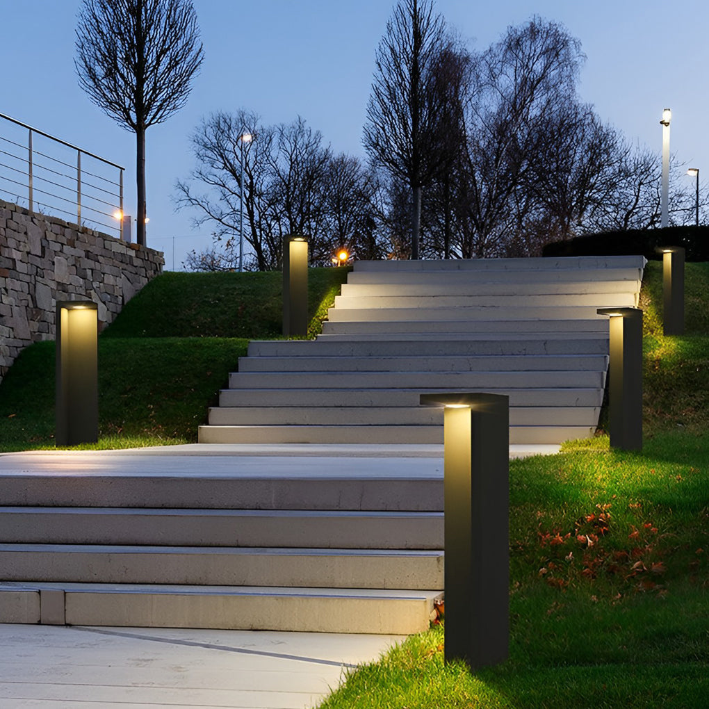 Half-Cut Rectangular Fixture Modern Outdoor Path Light in Gray, LED 4.5W, IP54 Waterproof - Lamp Outdoor