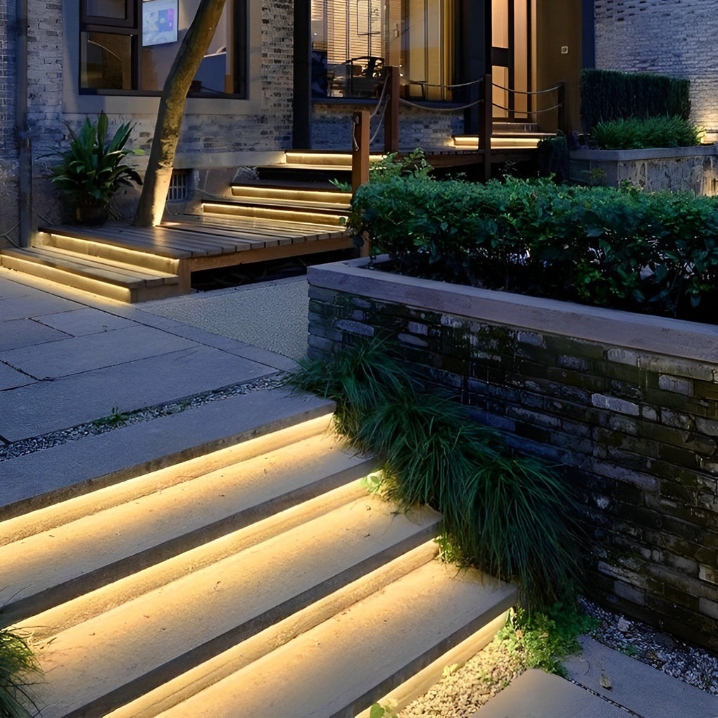 24V Waterproof Recessed Silicone Side-Emitting & Flat LED Strip Lights for Step and Deck Lighting - Lamp Outdoor