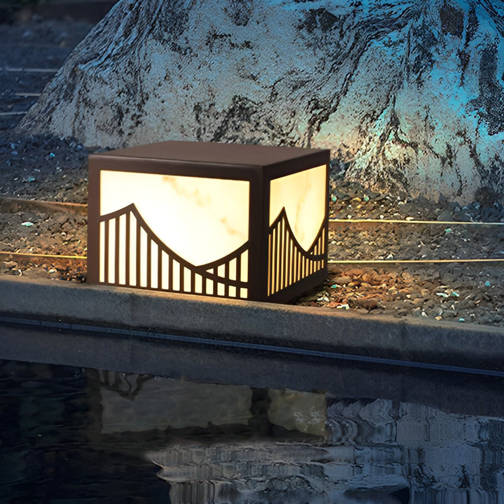 Waterproof LED Mountain Scenery Modern Solar Deck Post Lights Lawn Lights - Lamp Outdoor