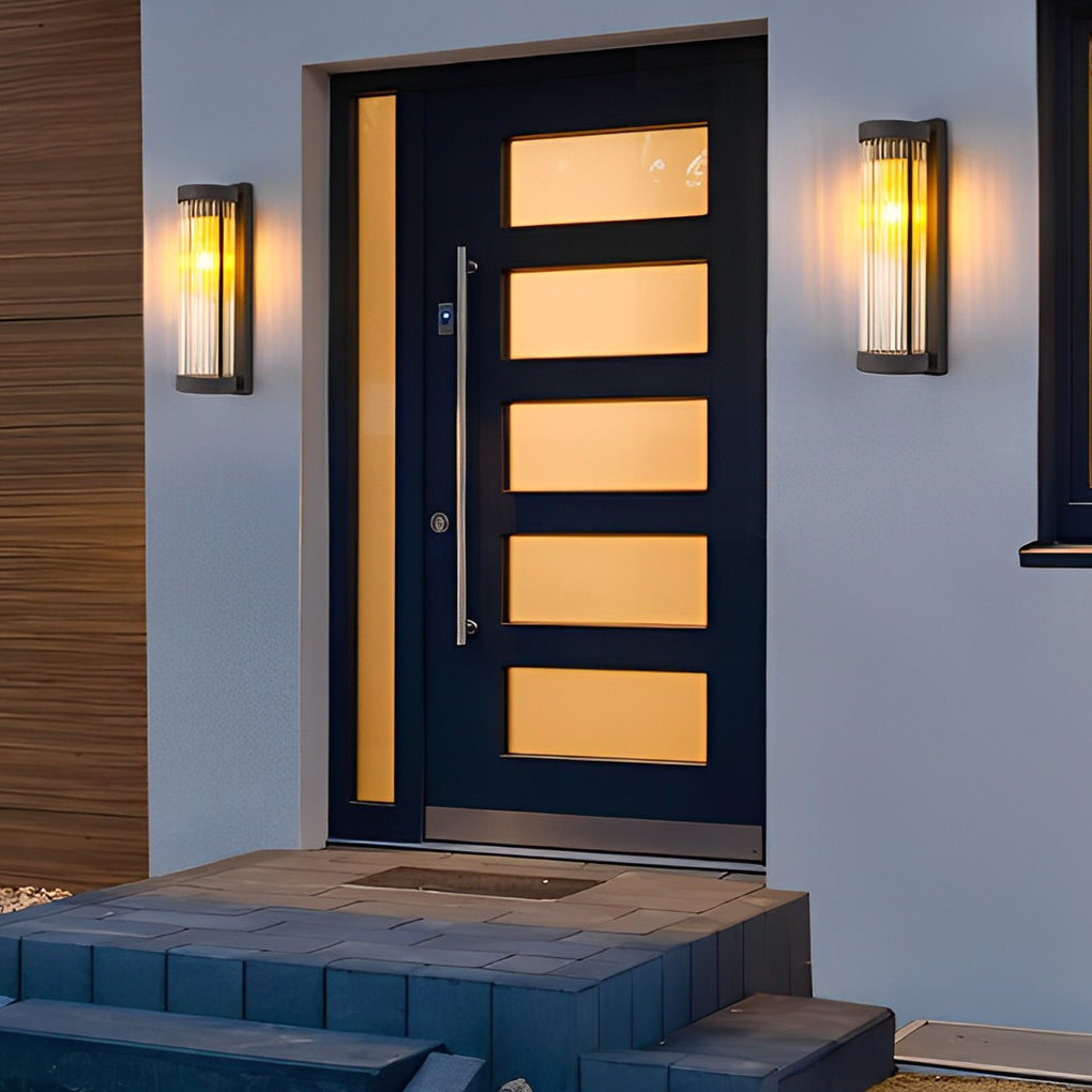 Creative Glass Waterproof LED Black Modern Solar Wall Lamp Exterior Lights - Lamp Outdoor