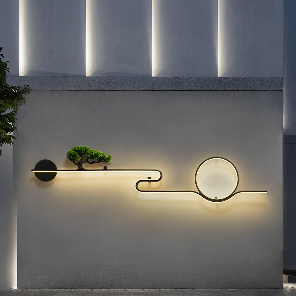 Moon Tree Scenery Waterproof LED Black Retro Outdoor Wall Lights Sconces - Lamp Outdoor