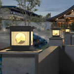 Square Retro Mountain Scenery LED Waterproof Solar Post Caps Lights - Lamp Outdoor