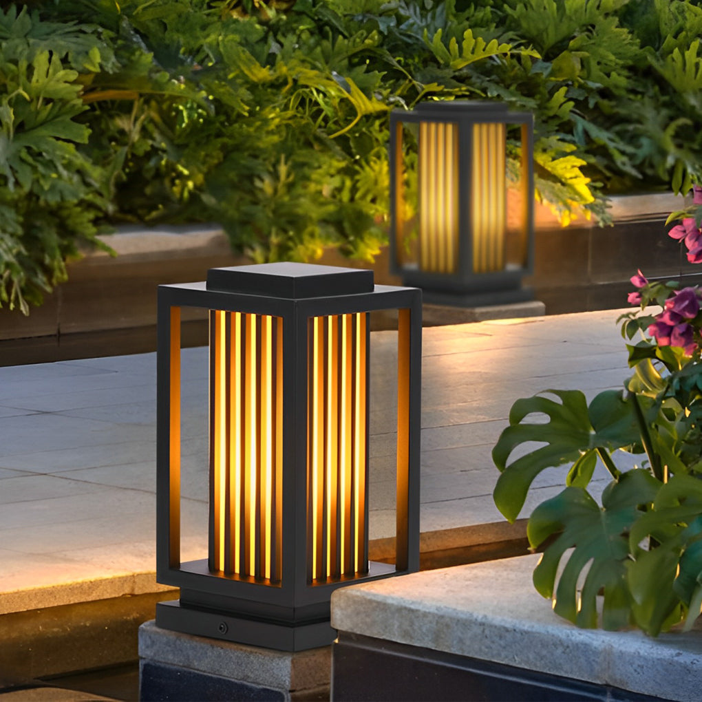 Modern Black LED Cage Pathway Lawn Lights - Lamp Outdoor