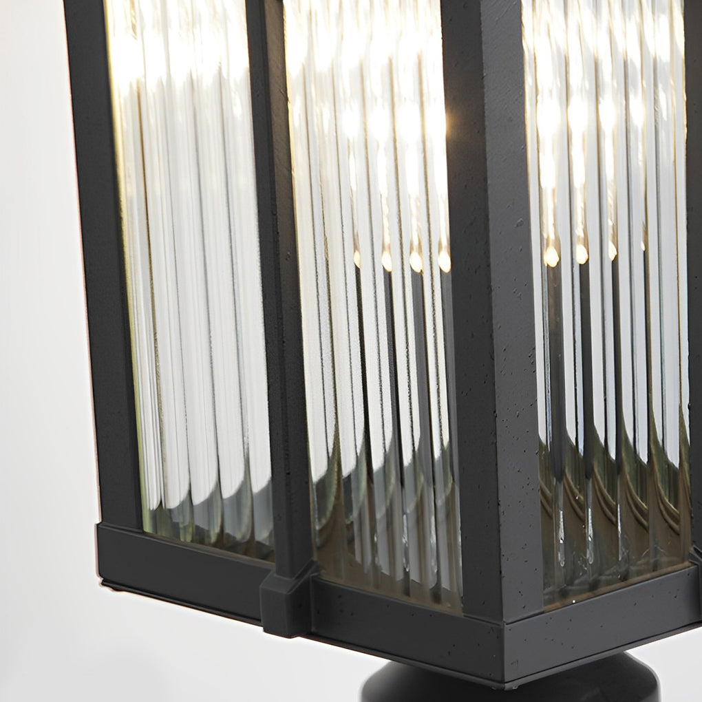 Striped Glass Shade LED Waterproof Black Modern Outdoor Post Lights - Lamp Outdoor