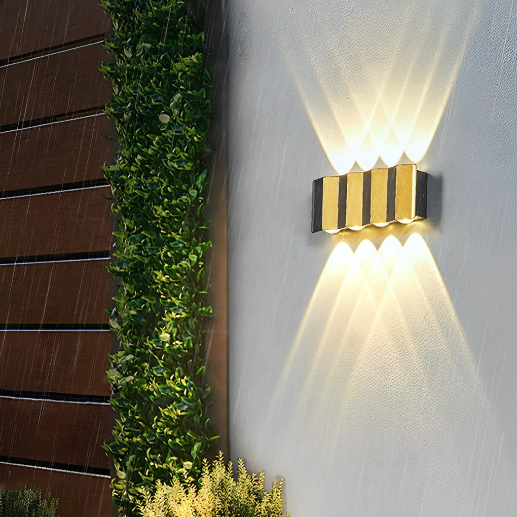 Black & Gold Aluminum LED Outdoor Up Down Wall Light - Lamp Outdoor