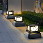 Square Waterproof Mountain Scenery Outdoor Solar Post Caps Lights - Lamp Outdoor