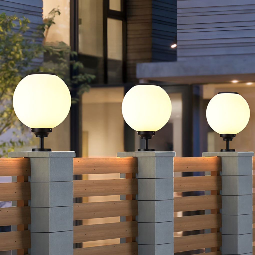 Ball Waterproof Three Step Dimming LED Solar Post Caps Lights Pillar Light - Lamp Outdoor